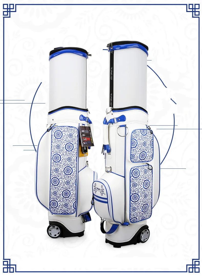 PGM Golf Женская сумка сине-белая фарфоровая вышивка Гибкая балетная подушка безопасности для женщин