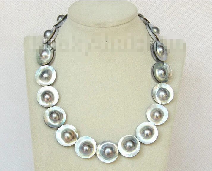 

Free shipping >>>>>>AAAA 100% natural 18" 23mm South Sea gray Mabe Pearl necklace pearl clasp j10153