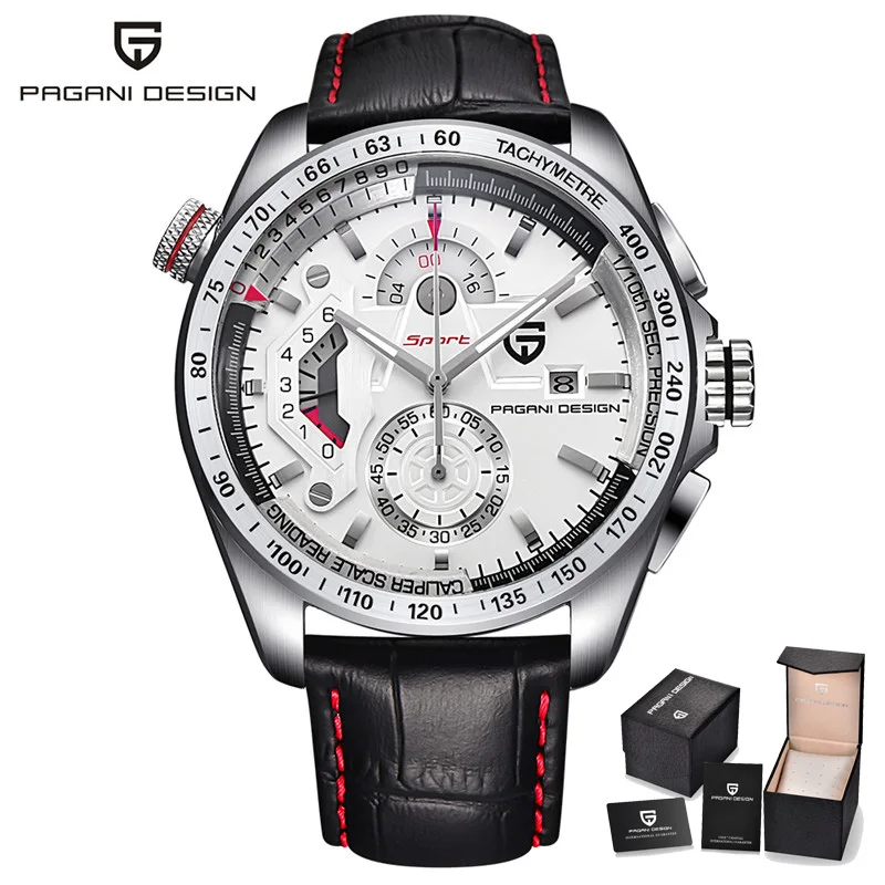 

PAGANI DESIGN Men's Wrist Watches Luxury Design Quartz Watch Chronograph Waterproof Sport Watches for Men Genuine Leather Band