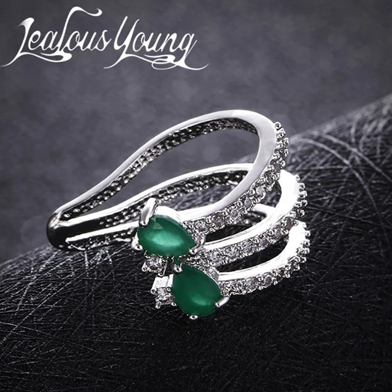 

Women Earrings Unique Two Green Marquise Crystal Stone Earcuff Retro punk Earings Fashion Jewelry 2017 Boucles D'Oreilles AE343
