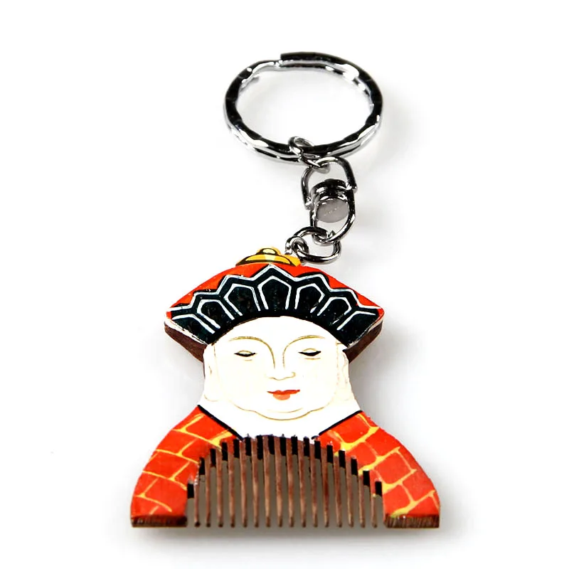 opera wooden hair brush keychain baby Chinese art drawing