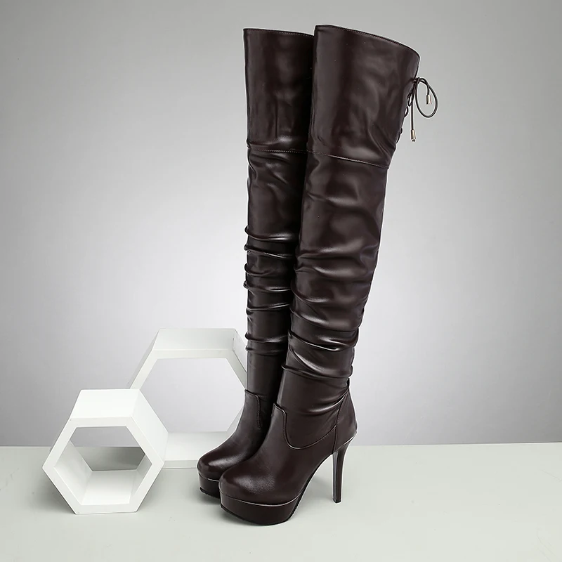 DoraTasia/ г. Новая Брендовая женская обувь на платформе, большие размеры 33-48 пикантные вечерние туфли на тонком высоком каблуке женские зимние сапоги до колена