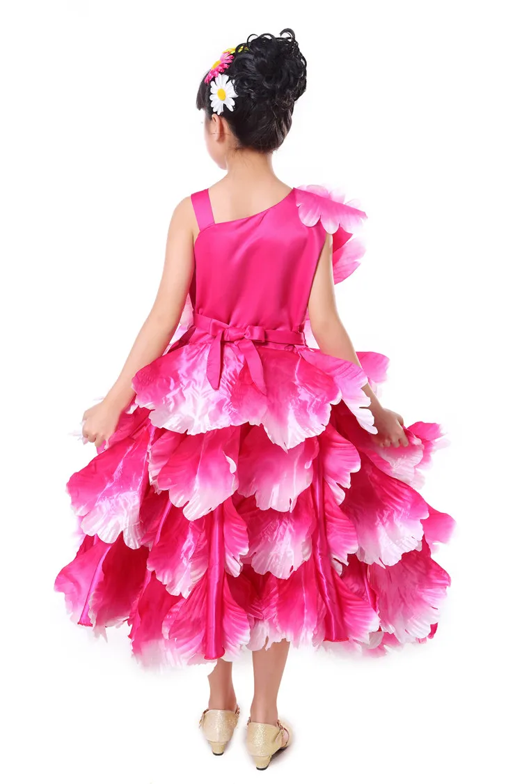 Детский танцевальный костюм для фламенко Фламенго лепесток испанское фламенко платье 4 слоя 540 градусов дропшиппинг