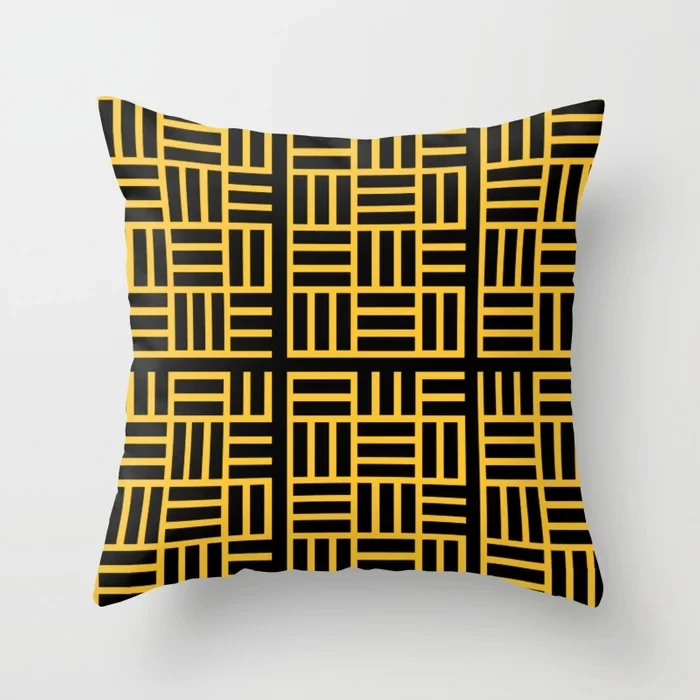 

Top Fashion Luxury yellow Black lines geometry Square Vintage Special Pillow Cover Zipper Throw Pillowcase Unique Pillow Sham