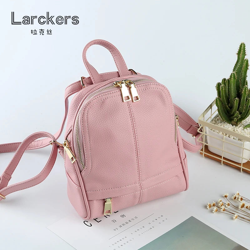 Zipper small size shell ladies backpack delicate thread pu softback