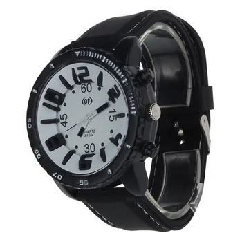 

YCYS-Men Silicone Band Stainless Steel Quartz Sport Watch White