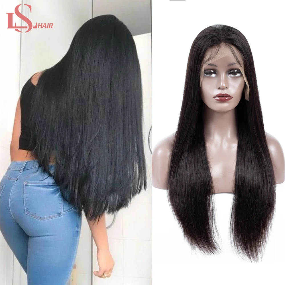 Бразильские 13x4 человеческие волосы на кружеве парики для женщин remy волосы прямые парики на кружеве с детскими волосами Полный конец