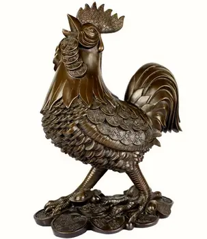 

China copper Zodiac craft Rooster statue