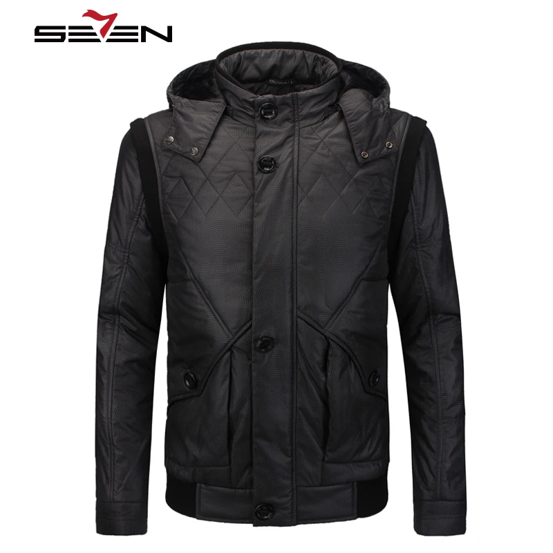 Seven7 Brand 2016 Winter Down Men Cotton Coat Warm Men Clothing Silver Long Sleeve Men Pocket Slim Thick Down 703K2213