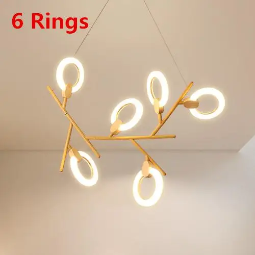 6 rings Современный светодиодный потолочный светильник, Скандинавское освещение, подвесные светильники для спальни, освещение для дома, Светильники для гостиной, подвесные светильники - Цвет абажура: 6 rings