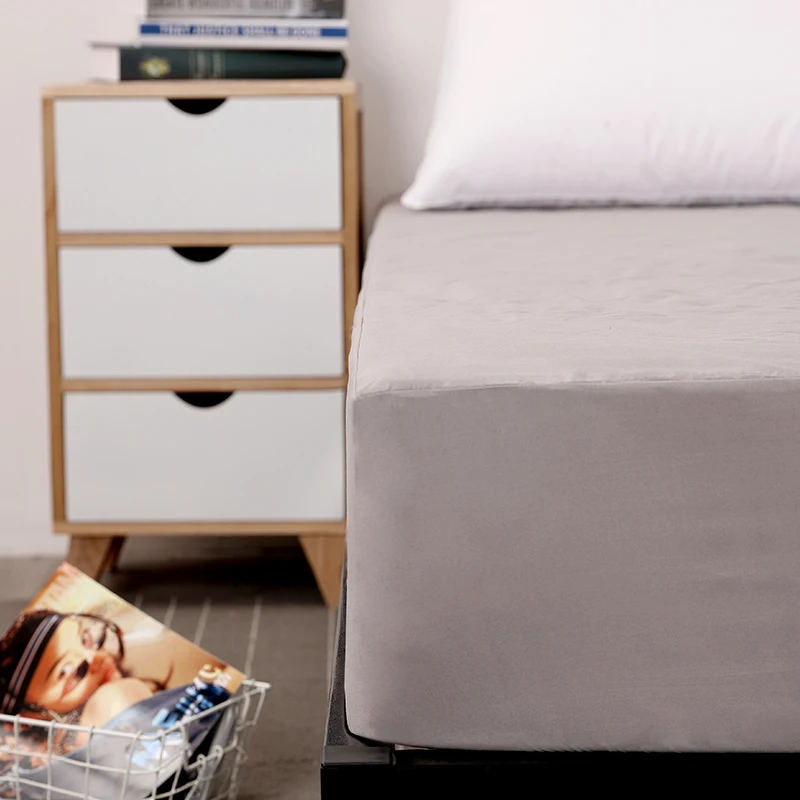  Solid Color Waterproof Mattress Cover Breathable Simple Mattress Sheet Protector For Bed Wetting Ho