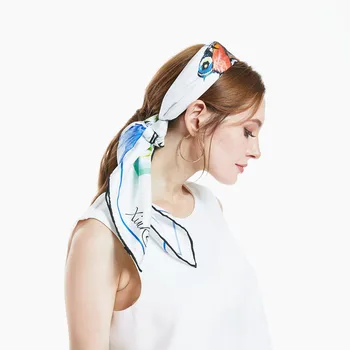 

[XiuKe] scarves 2017 new squares silk scarf women fashion scarves Luxury ladies scarf white colors