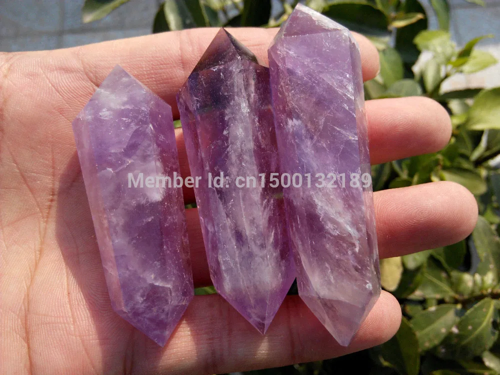 

xd j0014 3pcs NATURAL AMETHYST QUARTZ CRYSTAL DT WAND POINT HEALING