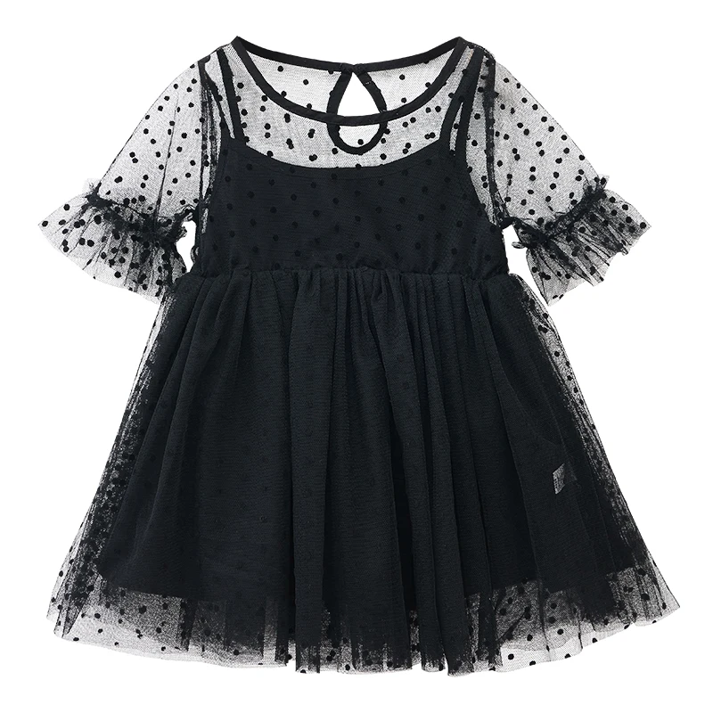 Платье принцессы для девочек черно-белый костюм нарядное платье с цветочным узором для девочек детская одежда для маленьких девочек, детские летние платья-пачки