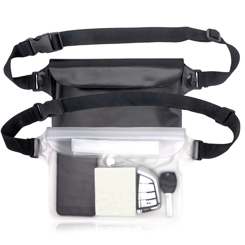 Водонепроницаемый чехол-сумка с регулируемым поясным ремнем для пляжа, плавания, каякинга, походов, защиты телефона, камеры Cash Passpor - Цвет: White