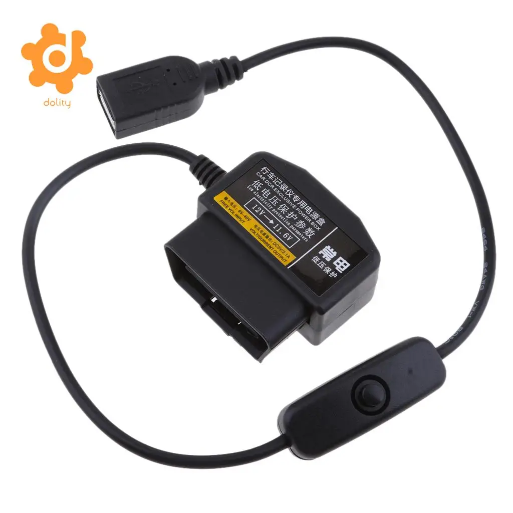 dolity 12V/36V to 5V/2A Car Power Inverter USB Female OBD Step Down Cable DVR GPS