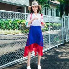 LYNETTE’S CHINOISERIE Violin peach preppy style braces skirt 2017 ruffle skirt national trend female bust skirt