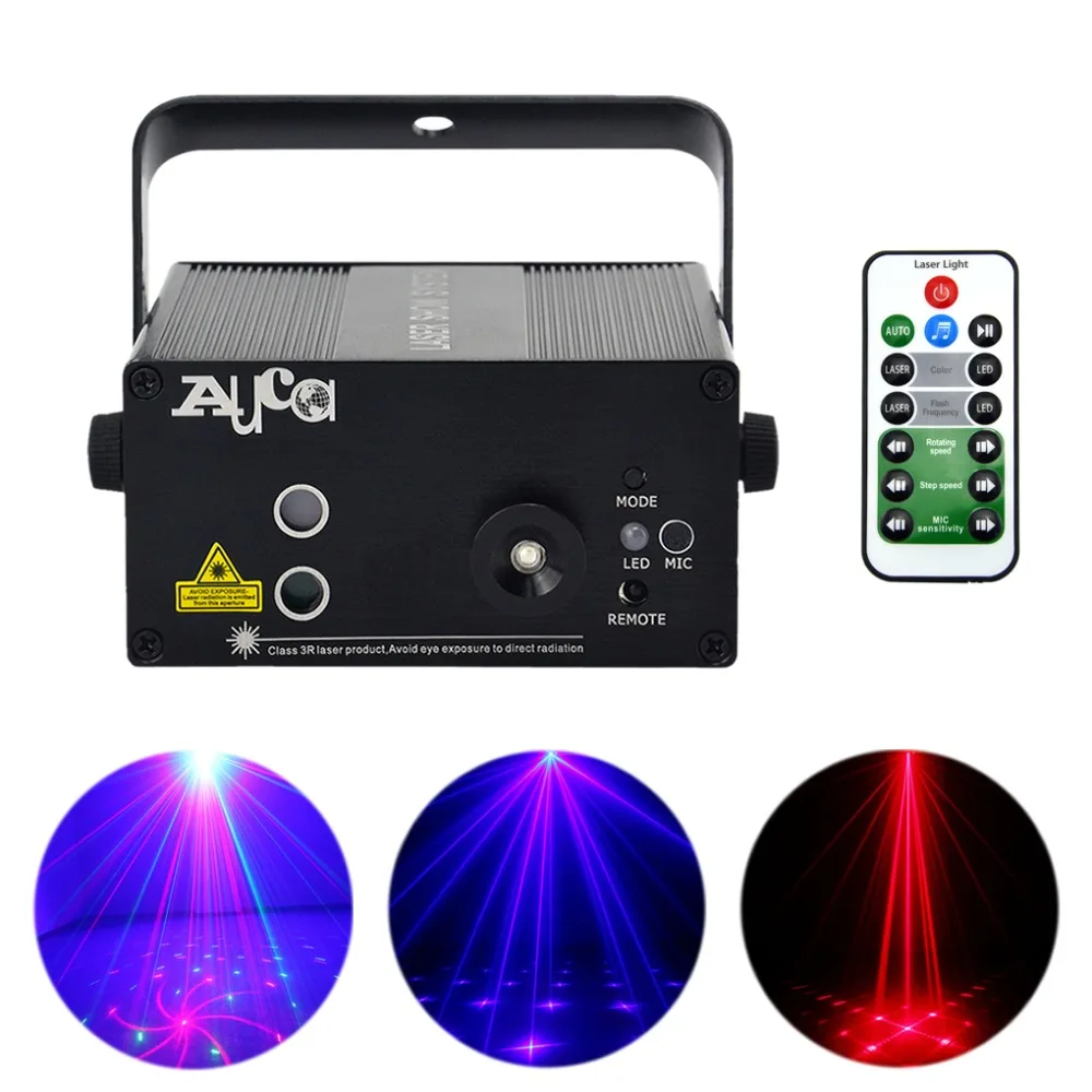 

AUCD Mini 3 Lens 18 Patterns Red Blue Laser Projector 3W Blue LED Mixed Effect DJ Wedding Party Xmas Show Stage Lighting L18RB