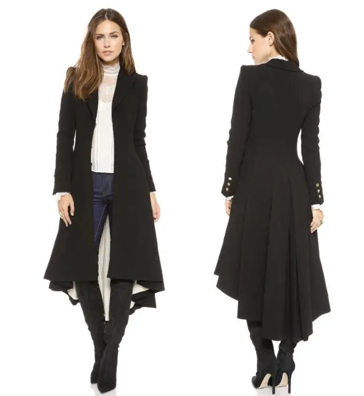 

2019 Spring Autumn and Winter Overcoat ladies Turn-collar Suit Cuff-button Folded Swallowtail women Overcoat plus size S--5XL