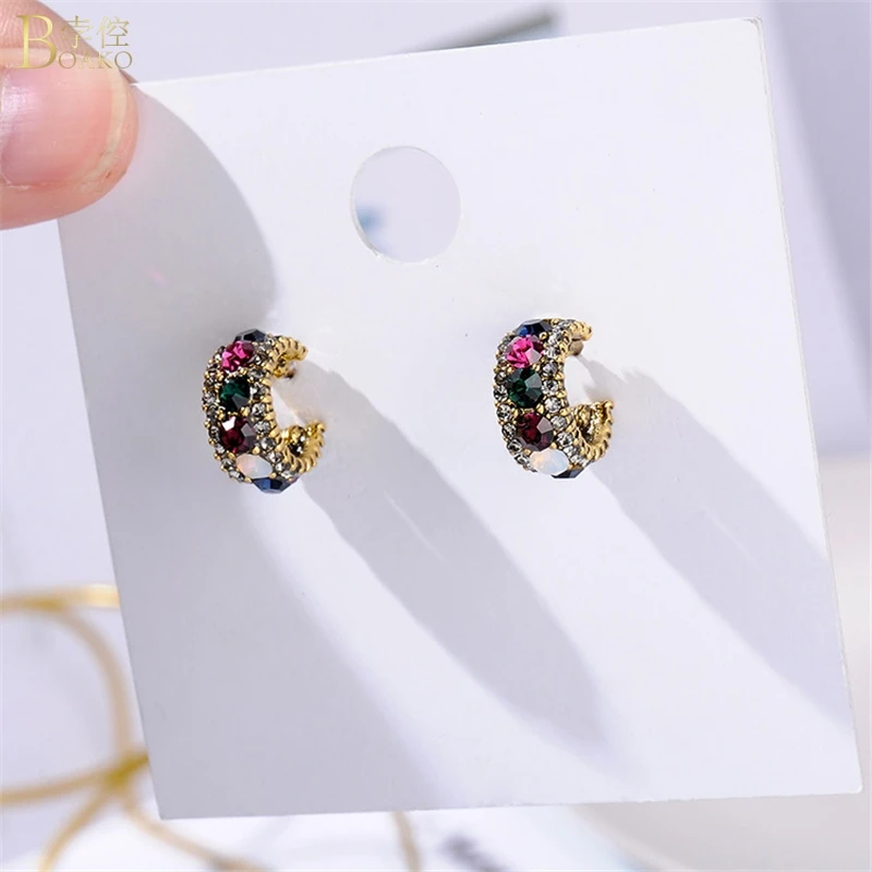 

BOAKO Crystal Pearl Earrings For Women Stud Earring Men Cubic Gold Pearl Earrings Party boucles d'oreilles femmes Jewelry Z5