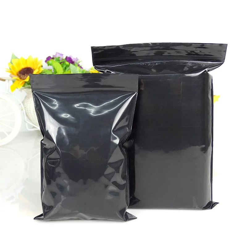 Leotrusting 100pcs Black Plastic Ziplock Bag Black Sunproof Zip