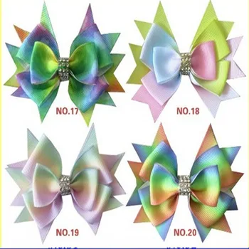 

50 BLESSING Good Girl Boutique 3.5" Rainbow Stylish Hair Bow Clip