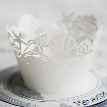 Белое кружево океан пляж свадебное украшение для кексиков бумага кексы чашка торт День рождения, детский душ бумага для выпечки