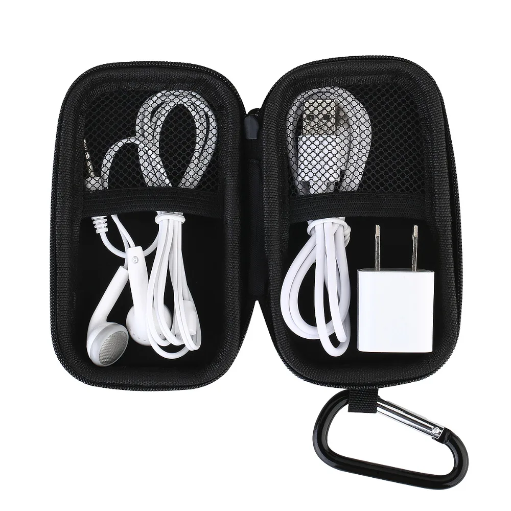 

High Quality Portable Protection Hard Case,MP3 Player Case,Mesh Inner Pocket,Zipper Enclosure, Holder with Metal Carabiner Clip