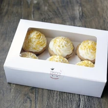 6 кекс белый жесткий бумажная коробка чашки торт коробки выпечки подарочная упаковка, украшения выступает