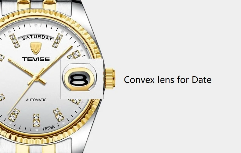 TEVISE Watch Men T833A Men Automatic Watch Rhinestone Scale Date Week Shockproof Waterproof Luminous Hands Mechanical Watch (17)