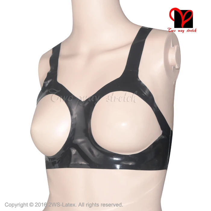 Black Sexy Latex Bra cut out breast open free Rubber Lingerie Gummi bustier bralette Brassiere top cup plus size XXXL NY-012