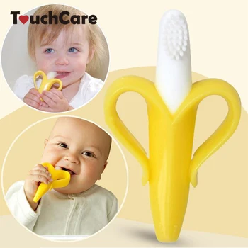 High Quality And Environmentally Safe Baby Teether Teething Ring Banana Silicone Toothbrush!