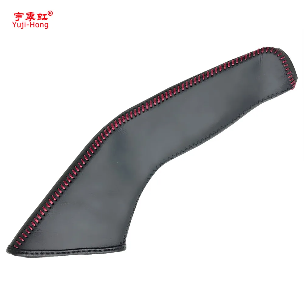 Yuji-Hong Car Handbrake Covers Case for KIA K2 2011-2015 Auto Handbrake Grips Car-styling Genuine Leather Cover Black