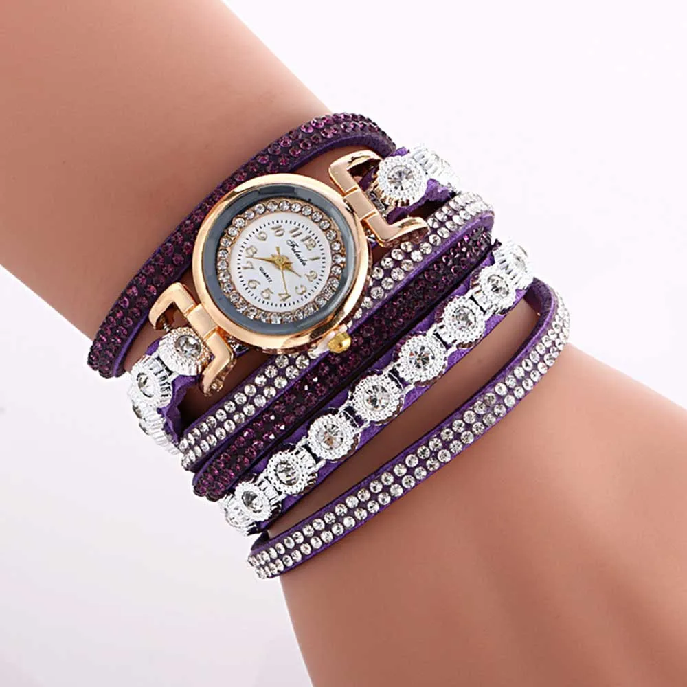 

Luxury Brand Fashion Rhinestone Women Watches Leather Belt Round Dial Ladies Wristwatch Quartz Watch Clock Gift Montre Femme #W