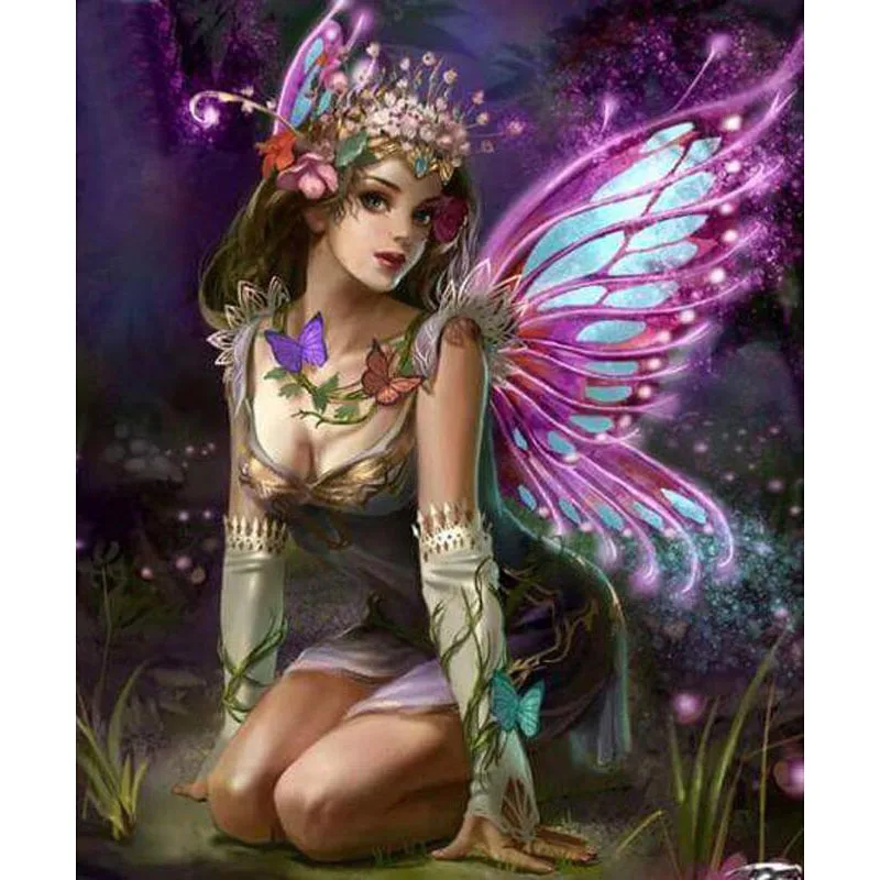 

5D Diy round Diamond Painting Cartoon Cross Stitch Beautiful Butterfly Elves Mosaic square Diamond Embroidery Crafts v2320