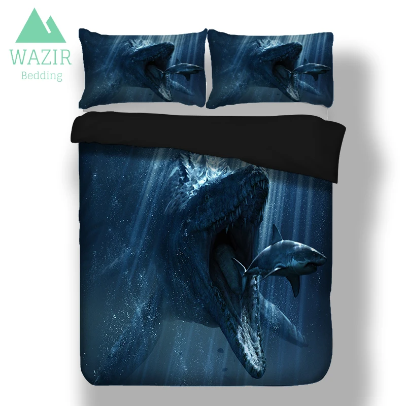 

WAZIR Cartoon whale edredon 3D Printed bedding set bedroom Home textile 3pcs Duvet cover pillowcase bed sheet bedclothes Cover
