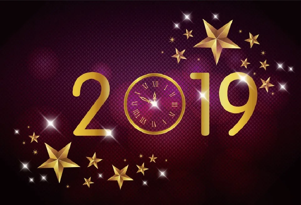 

Laeacco New year 2019 Diamond Wall Stars Clock Photography Backgrounds Customized Photographic Backdrops For Photo Studio