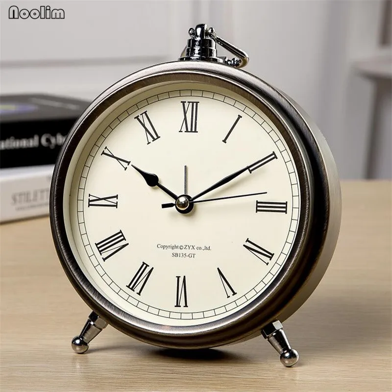 NOOLIM European Fashion Practical Creative Mute Alarm Clock Bedroom Bedside Tabletop Clock American Minimalist Small Clock