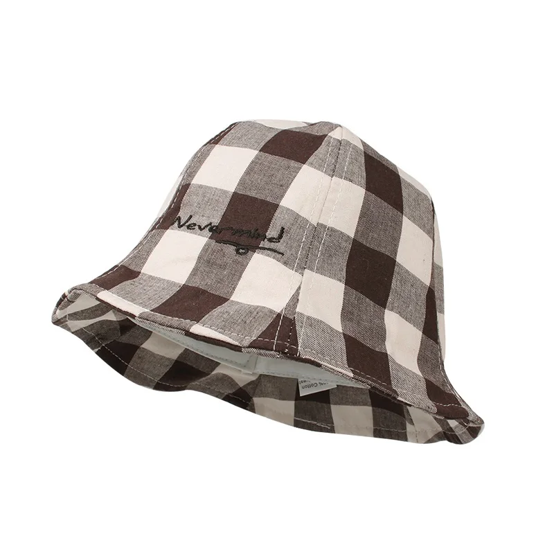 Casual Plaid Baby Hat Cotton Boys Girls Sun Cap Spring Summer Kids Clothes Fashion Baby Girals Bucket Hat Baby Girls Clothing (11)