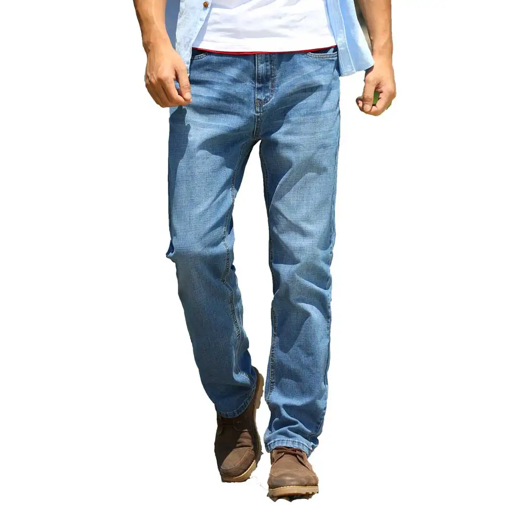 Мужские джинсовые свободные прямые джинсы, черные, синие классические ковбойские брюки большого размера плюс 30~ 48