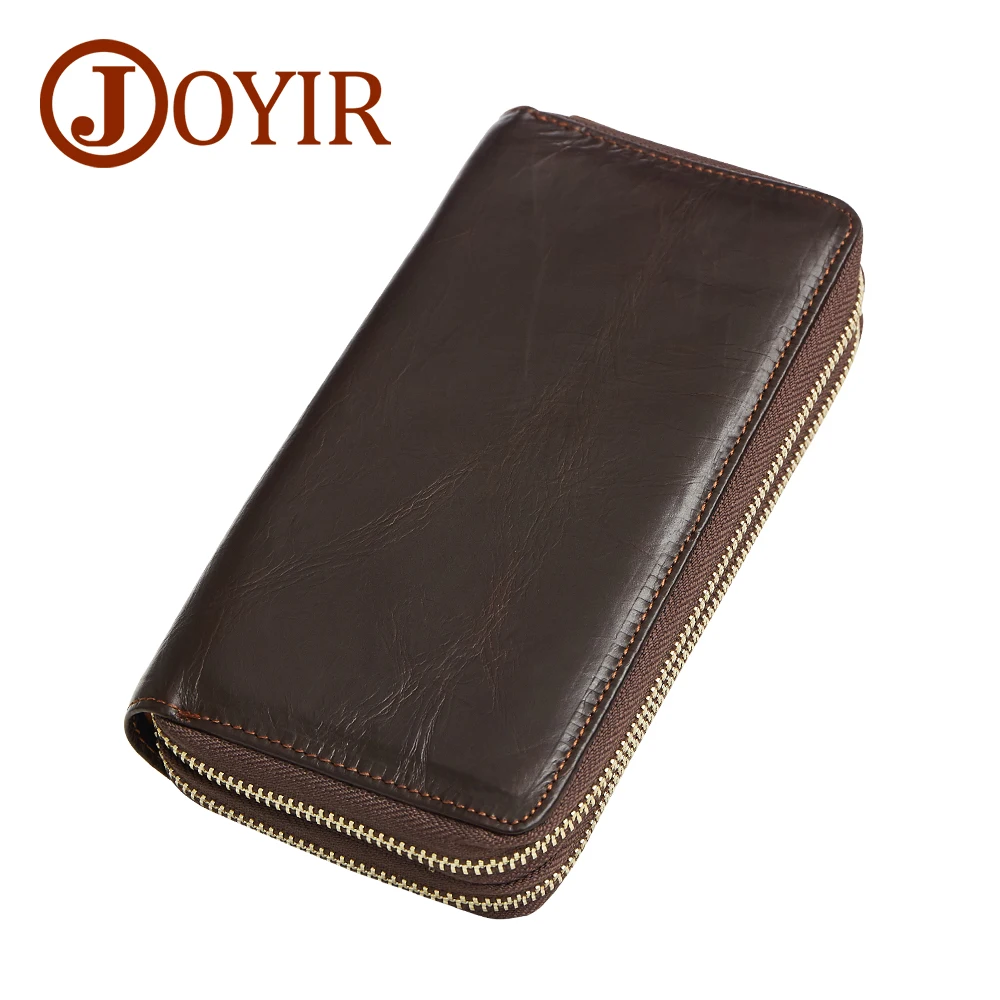 

Men's Genuine Leather Wallets Long Purse Day Clutch Credit Cards Wallet Card Holder Male Zipper Vintage Wallets