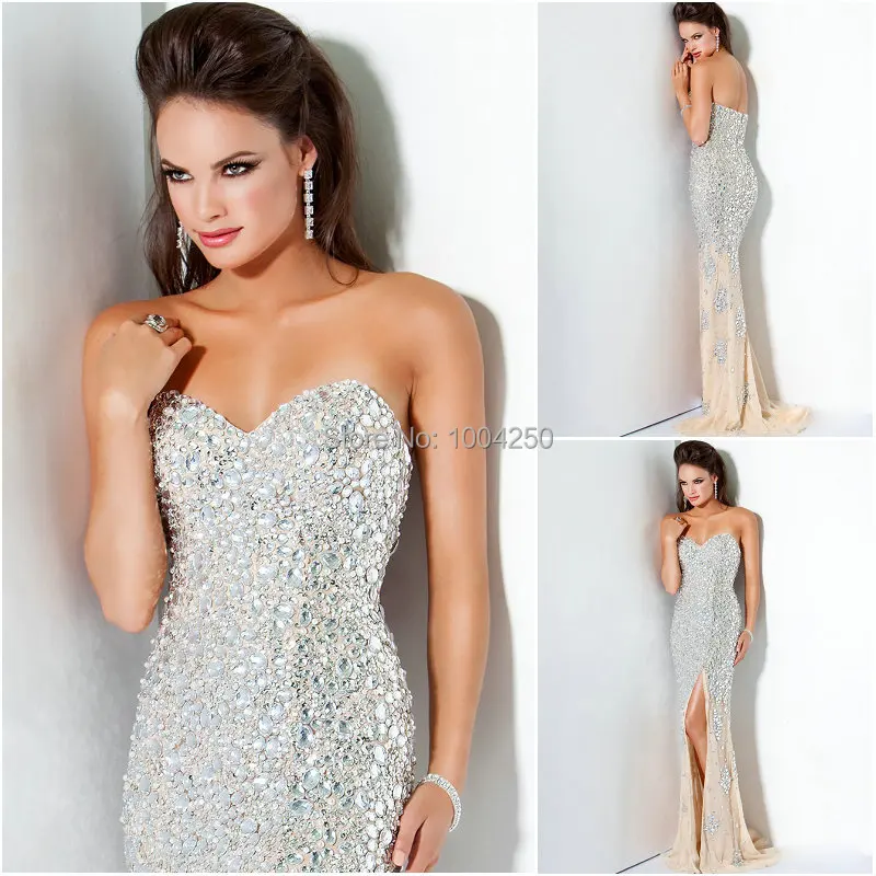

YP046 New Arrival Designer Dress Sexy Bckless Shining Heavy Crystal Mermaid Prom Dress Long Elegant Formal Dress Evening Gown