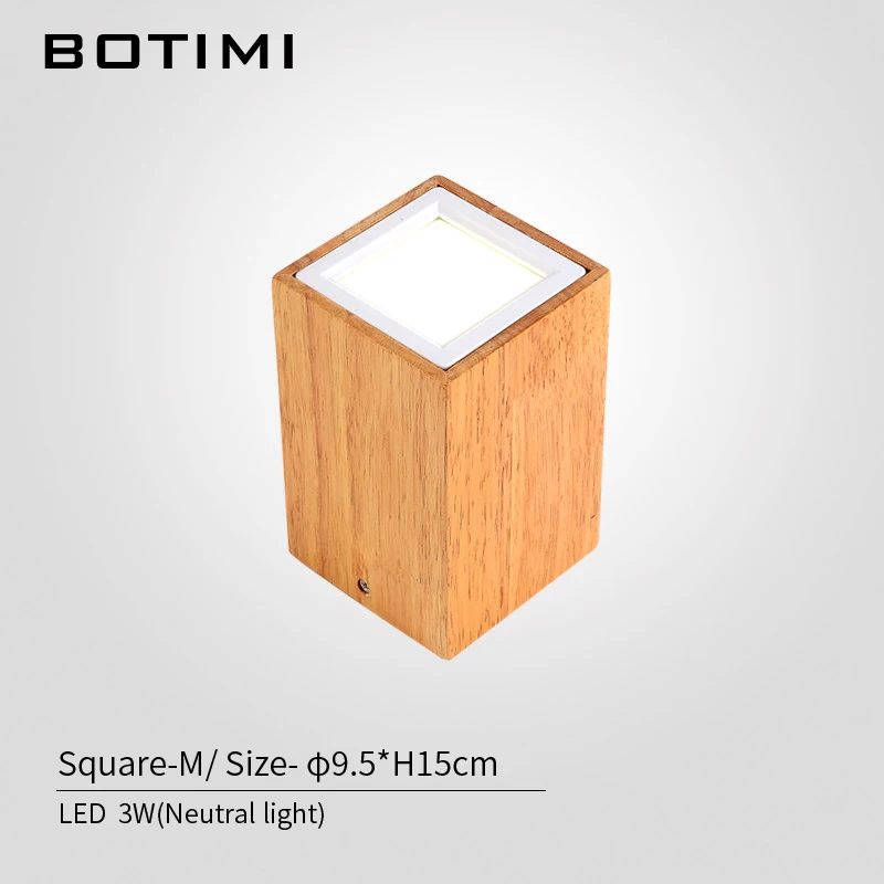 BOTIMI современные светодиодные потолочные лампы для коридора маленькие круглые деревянные потолочные светильники 220 в квадратные кубовидные деревянные фойе светильники - Цвет корпуса: Square-M-NL