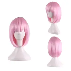 100% абсолютно новый и качественный! Розовый Косплей натуральный парик для вечерние короткий полный кружевной парик мода синтетический