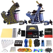 Полный профессиональный набор для татуировки лайнер-шейдерная Татуировка 2 машинных набора набор блок питания, иглы наконечник