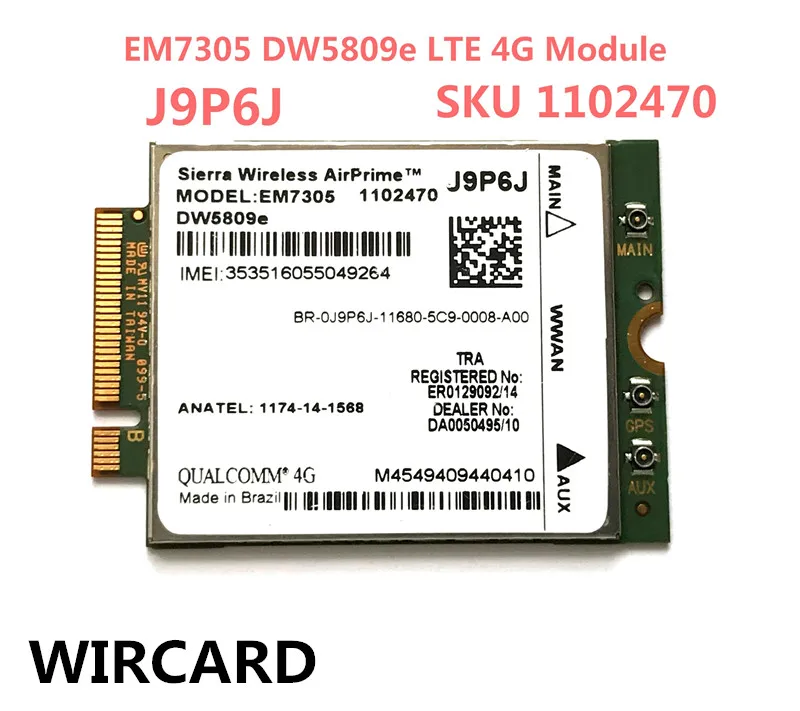 DW5809e J9P6J для EM7305 M.2 4G 100 M LTE WWAN карта модуль для E7450 E7250/7250 E5550/5550 E5450/5450