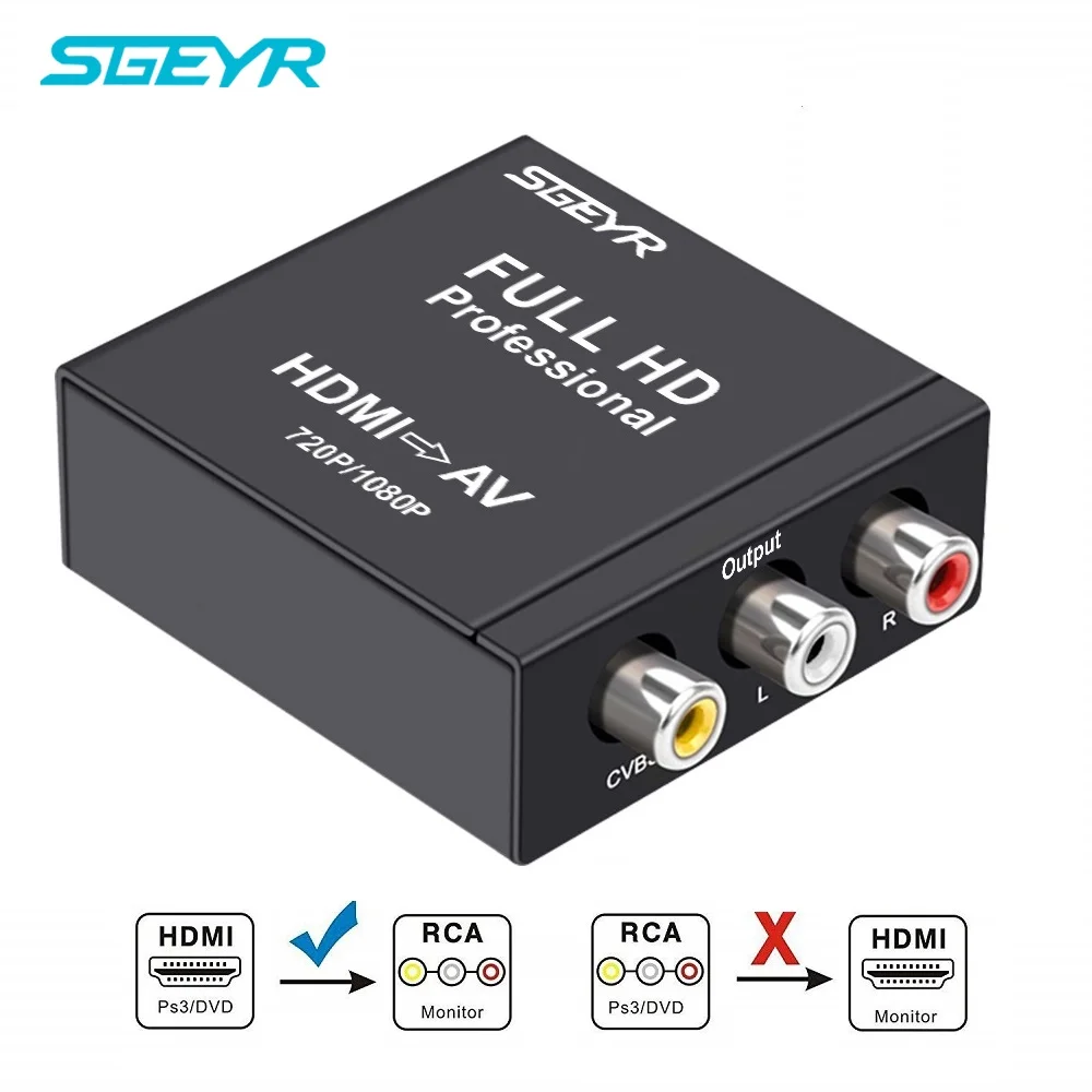 HDMI в AV конвертер 3RCA композитный CVBS видео аудио конвертер SGEYR HDMI2AV конвертер адаптер Поддержка PAL/NTSC 1080P