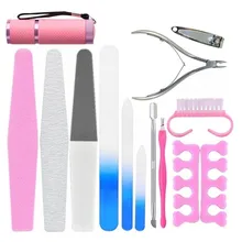Портативный нержавеющая сталь 13 шт Nail Art маникюрный набор для ухода за ногтями инструменты с мини-щипчики для ногтей пилка для ногтей Ножницы-пинцет