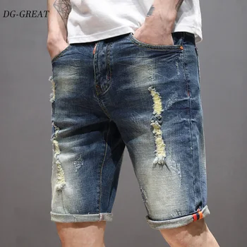 

2019 Summer Thin Short Jeans Men Skinny Denim Shorts Fashion Streetwear Casual Beach Zipper Fly Straight Pants Men Clothes