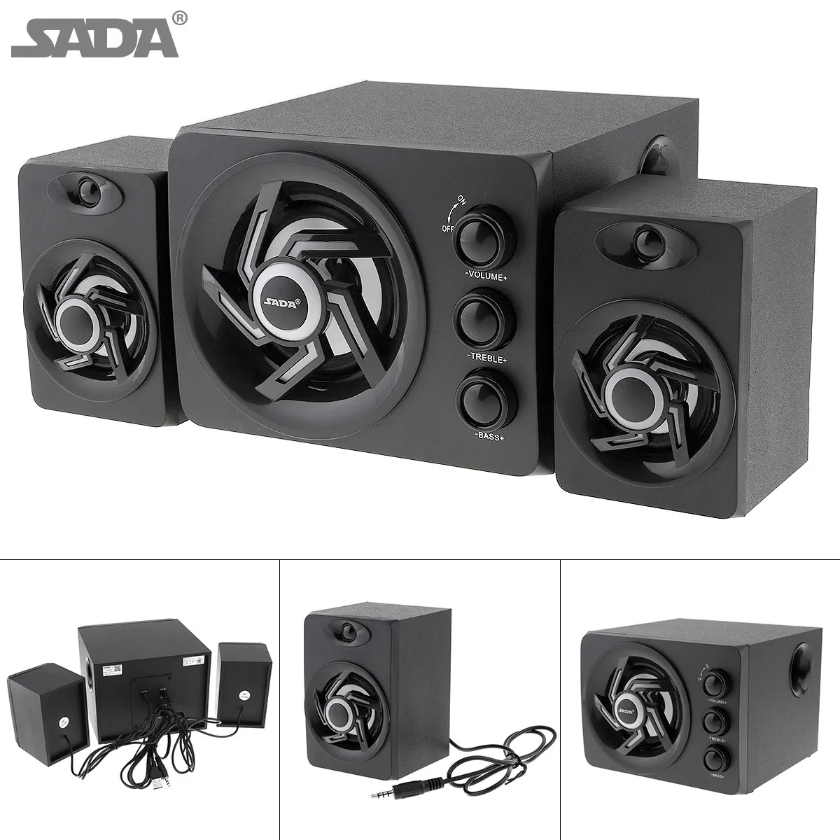 

D-209 Portable Wooden USB 2.0 Subwoofer Computer Loud Speaker with 3.5mm Audio Plug for Desktop Laptop PC MP3 MP4 Cell phone